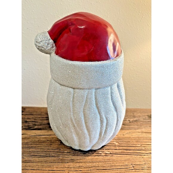 Vintage Blow Mold Christmas Santa Claus Head Glitter Used Nose Not Perfect - Picture 7 of 15